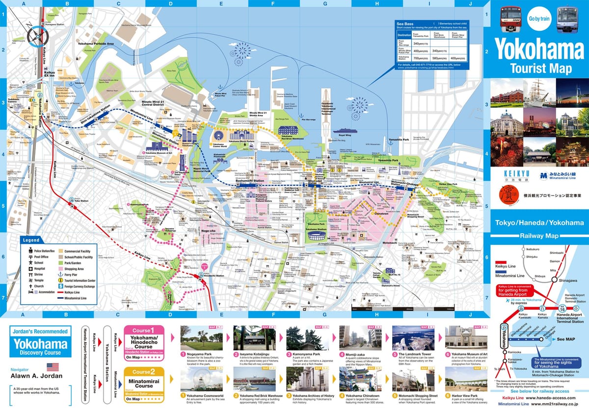 Karta över sevärdheter Yokohama
