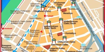 Karta över Yokohama och Tokyo